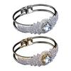 Women Bangle with Buckle Opening Closing Design, Sparkling Cubic Zirconia Bracelet, Formal Wear Wrist Accessory