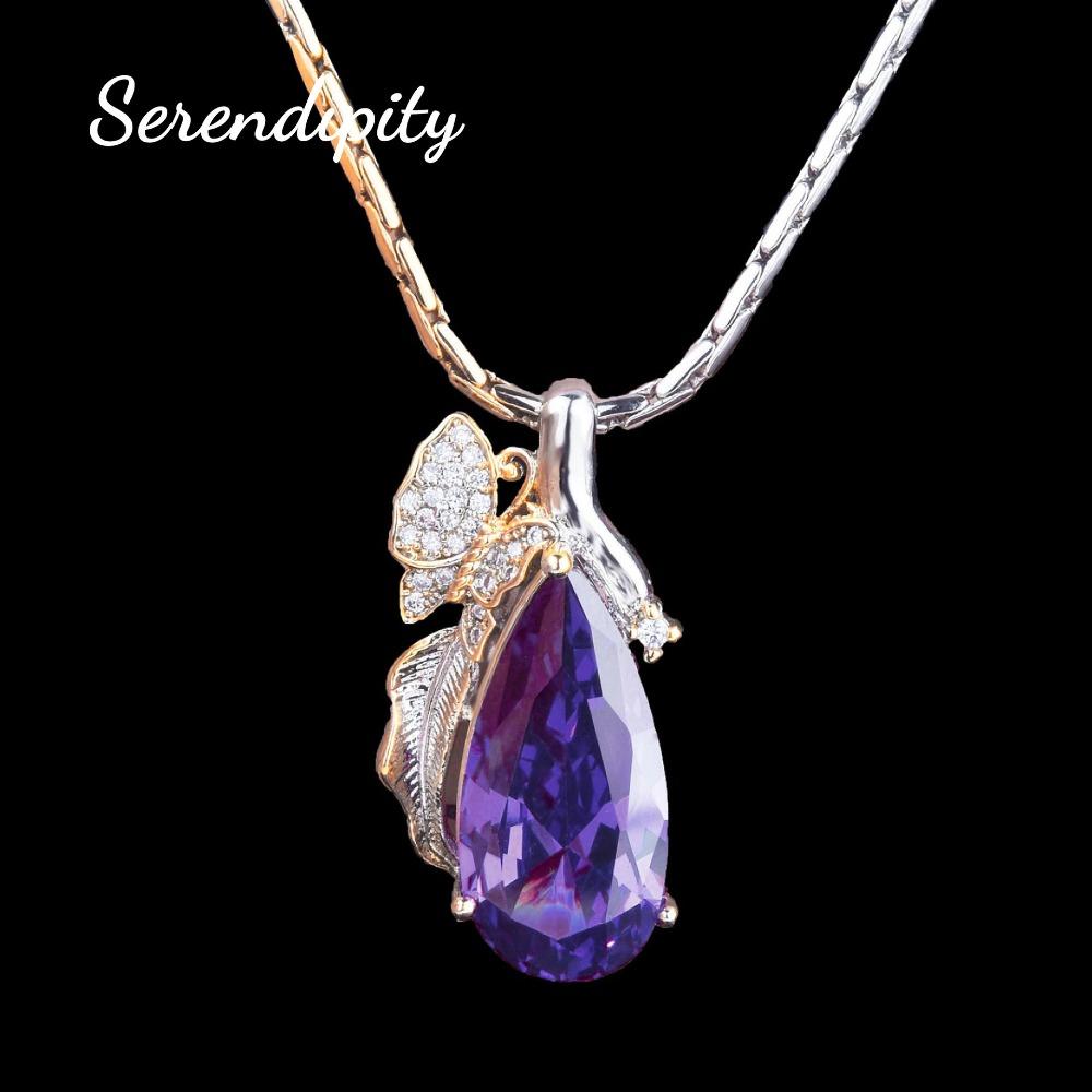 Vintage Two Tone Gold Floral Butterfly Jewelry Set Fanta Color Padparadscha Necklace Amethyst Earrings Ring