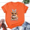 Hot Easter Day Unisex Short Sleeve Cow Happy Easter Print T Shirts Women Causal Harajuku Tops Funny T Shirt