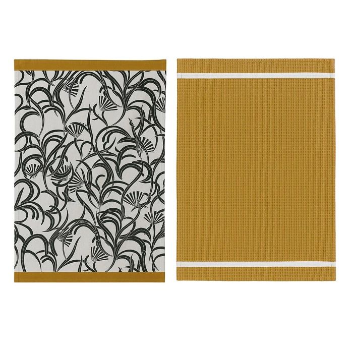 Torchons - Lot de 2 - 50 x 70 cm - 100% coton absorbant - Cuisine chic marron