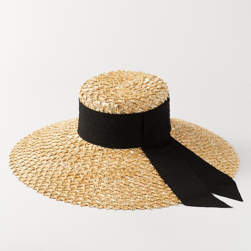 Summer straw hat hand-woven with straw bow ribbon outdoor travel sun protection beach hat sun hat hats for woman