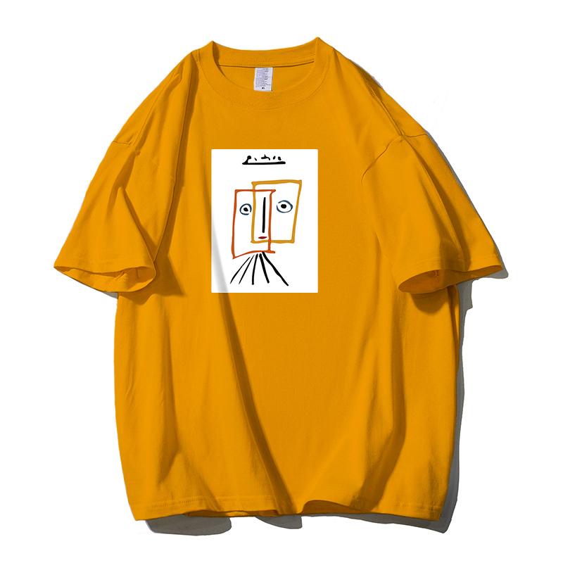 Shellsuning Cartoon Printing T-shirt Women Summer Fashion Casual Simple Short Sleeve 100% Cotton Soft Tees Female Oversized Basic Couple Tops