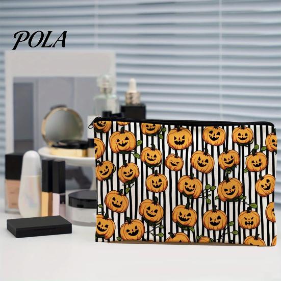 Scratch Resistant Pouch Halloween Makeup Bag, Durable Canvas Storage Multi Purpose Case Zipper Toiletry Pouch, for Cosmetics And Stationery Bag