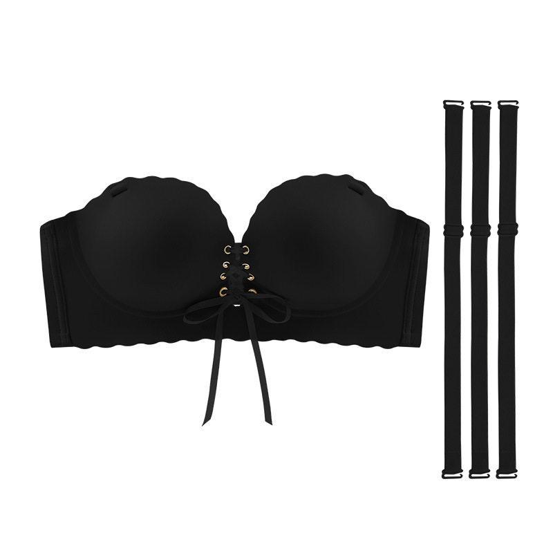 1Cm Thickened Cup Strapless External Expansion Women's Non-slip Large Flat Chest Suspender Skirt Invisible Tube Top