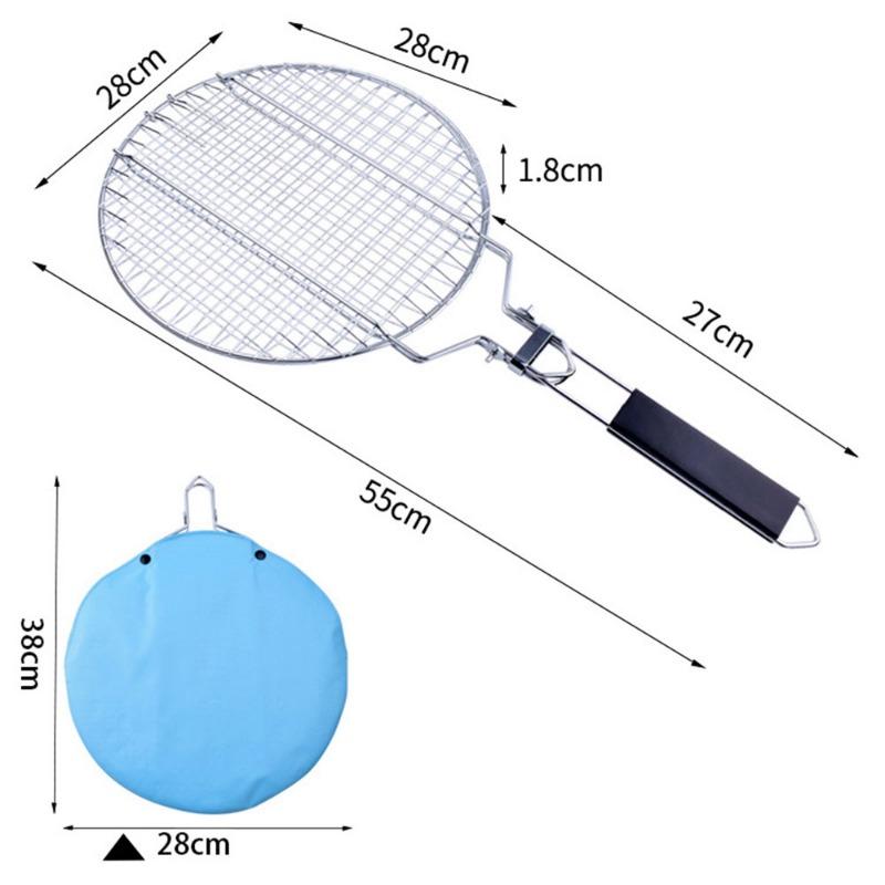 304 Stainless Steel Grill Net Clip with Handle Perfect Outdoor BBQ Family Gatherings Camping Trips Picnic Cookware Barbecue Tool