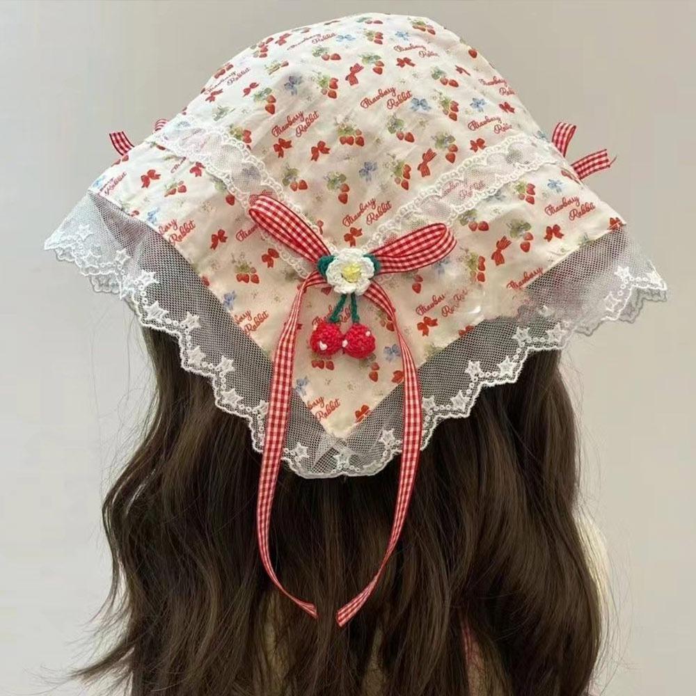 Multicolor Lace Butterfly Headband Floral Patern Headscarf Sweet Triangular Headband  Spring Outing