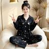 Natal year pajamas women's spring and autumn new imitation cotton long-sleeved red cute cartoon loungewear two-piece set