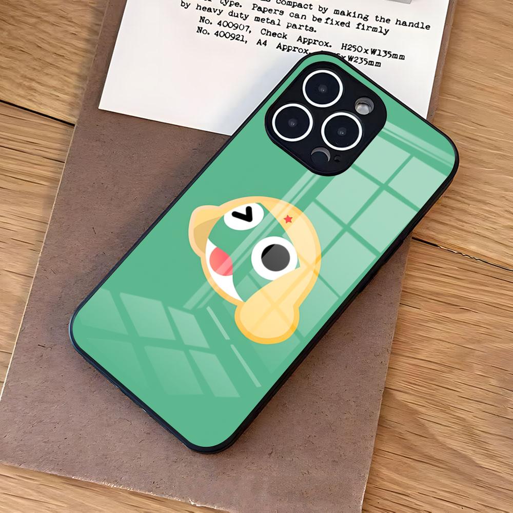 Keroro G-Gunsou Frog Phone Case For IPhone 17 Air 16 E Pro Max 15 14 13 Mini 12 Pro 11 Max Plus Black Glass Cover