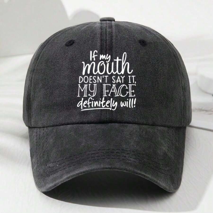Unisex Retro Baseball Cap With Funny Saying Adjustable Dark Gray Hat For Adults Casual Outdoor Sports