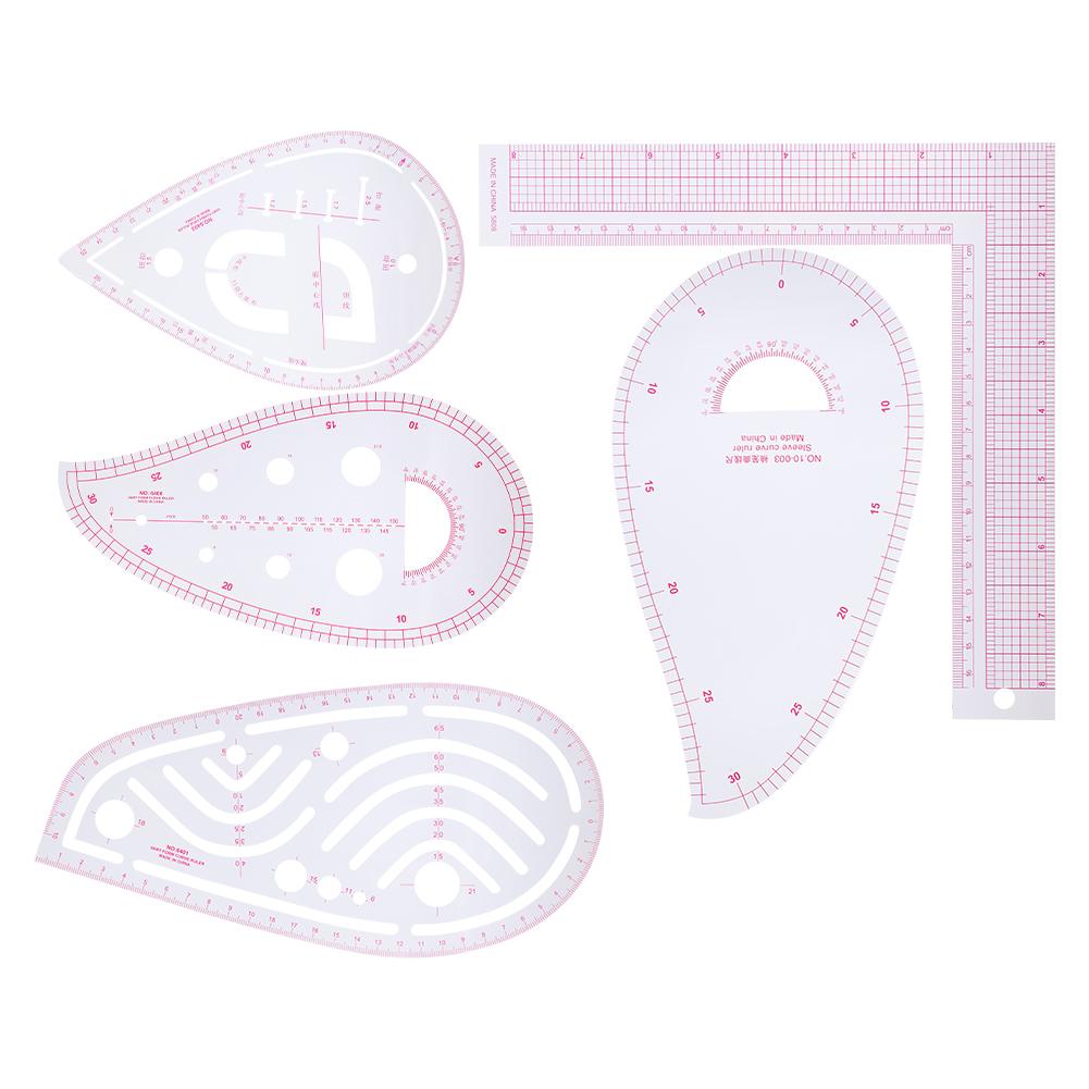 5Pcs Curve Ruler Set MultiFunction Builtin Scale LShaped Clothing Designed Measuring