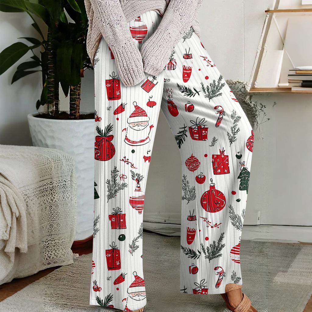 Pajama Pants, Sleepwear, Casual Drawstring Elastic Waist Pants, Comfortable Straight-leg Loose Pants