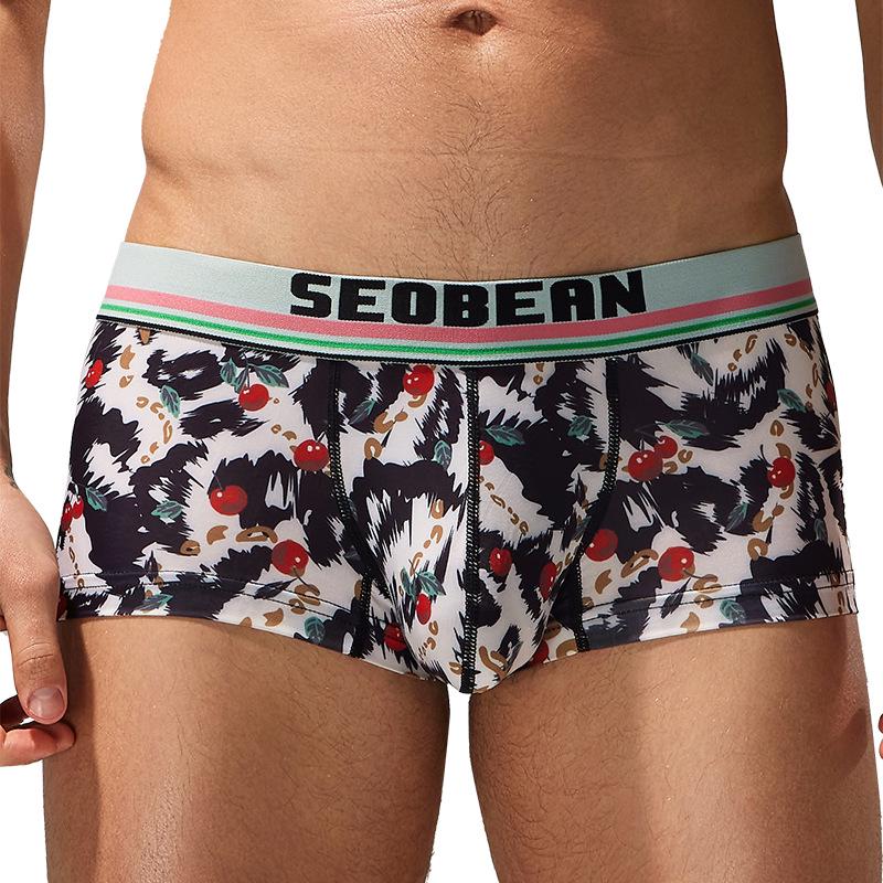 SEOBEAN Men's Low Waist U Pouch Boxer Briefs - Trendy Pattern Trunks