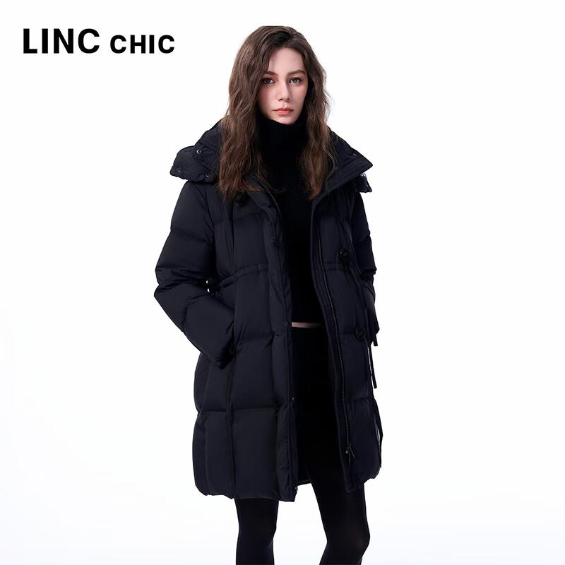Jinyujie Women's Thickened Hooded Mid-Length Down Jacket