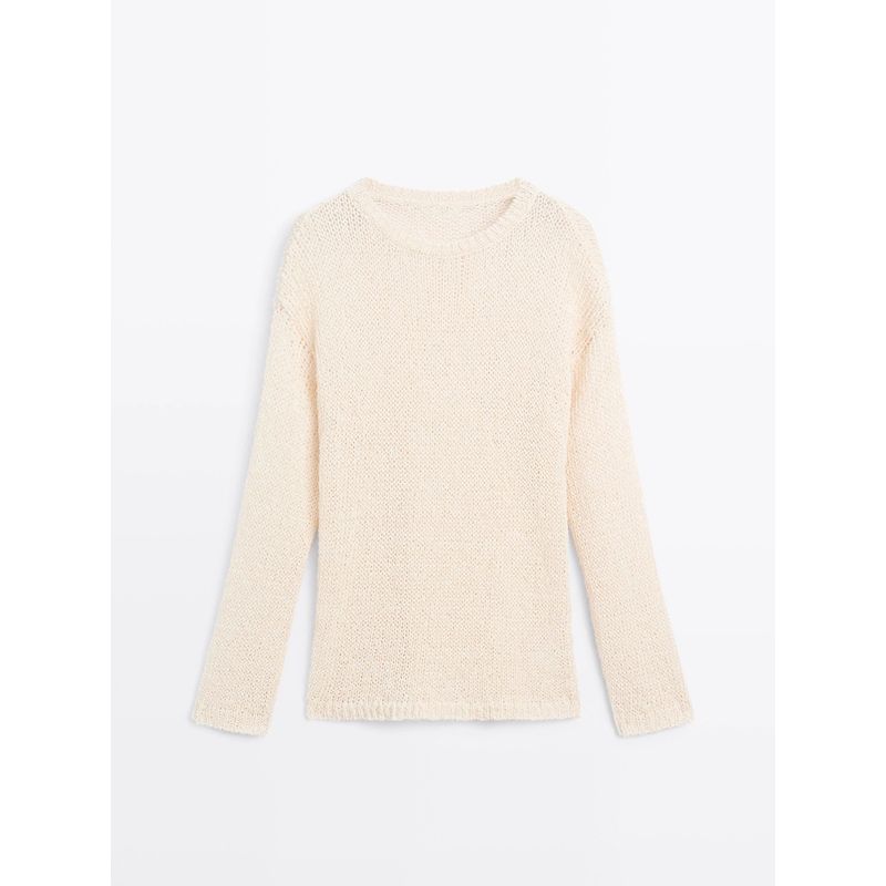 MD Women Clothes Casual Idle Style Lightweight Hollow Sweater Round Neck Long Sleeve Cover Up Knit Female 05691823711