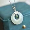 Hotan Jade S925 Silver Inlaid Safety Clasp Pendant
