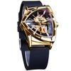 FORSINING Men's Skeleton Watch Automatic Mechanical Watch Triangle Dial Luminous Stainless Steel Bracelet or Silicone Strap Silver