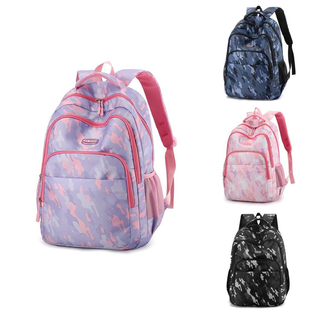 Pattern Contrasting Stripe Neutral Backpack Splash Proof Outdoor Travel Bag