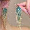 Super flash luxury fringed earrings women's niche high-end sense versatile temperament earrings fashion personality light luxury style ear jewelry