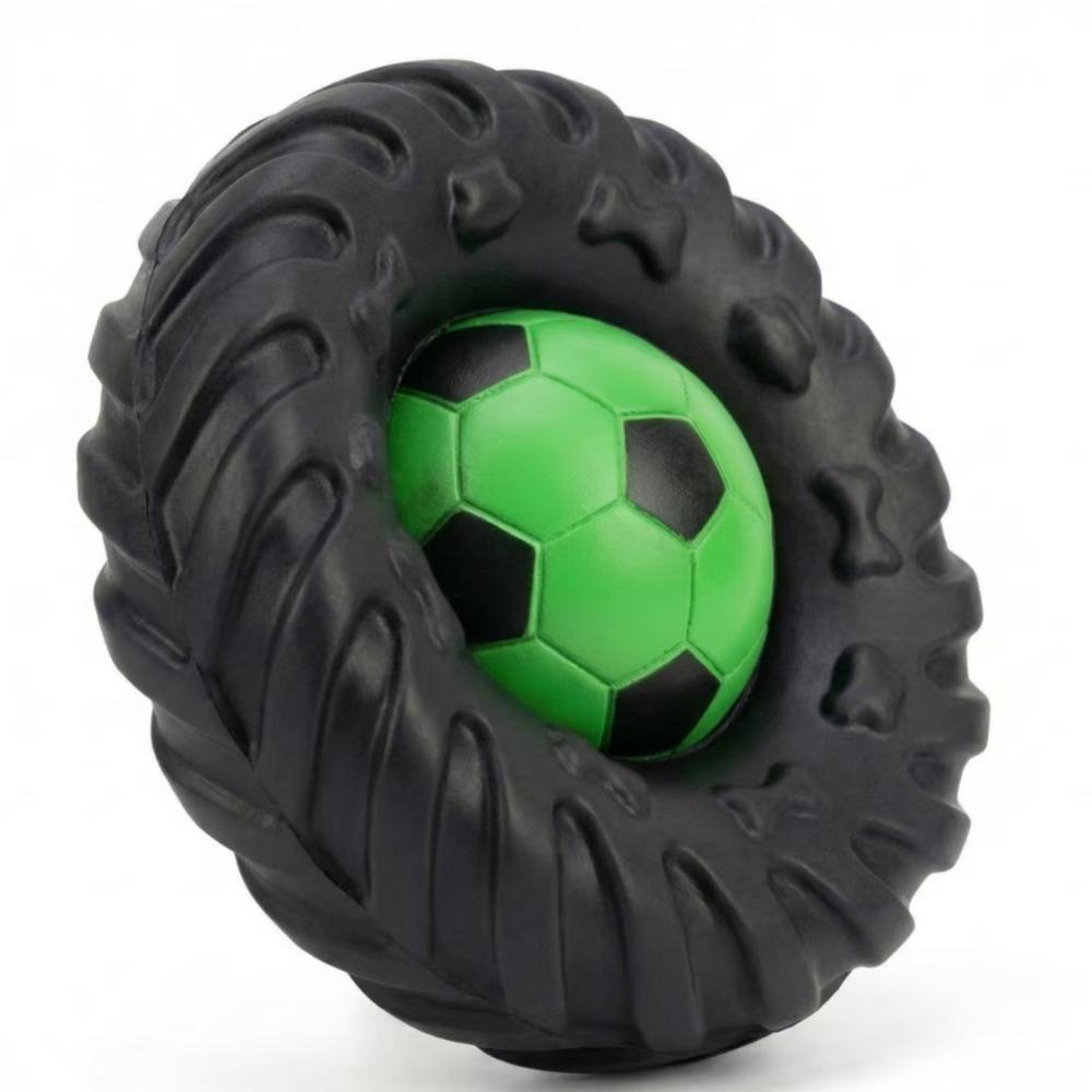 Elasticity Tire-Shaped Dog Toy Squeak Sound Dog Chew Wheel Toy Interactive Dog Toy  Puppy Training зелёный