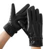 Men's Winter Leather Touchscreen Cycling Gloves - Thick, Windproof, and Warm