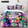 Lion Duvet Cover Set 3D Print Wild Animals Colourful King Queen Size For Kids Teens Adults Bedding Set Polyester Comforter Cover