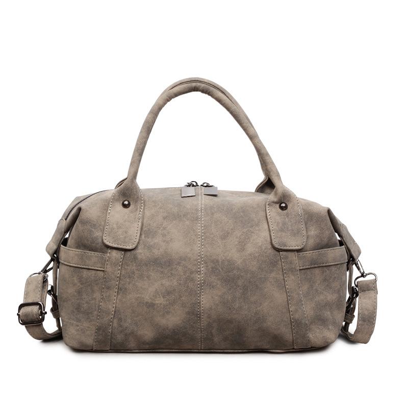 Vintage Faux Leather Duffel Bag Women s Fashion Shoulder Tote with Dual Handle and Practical Design