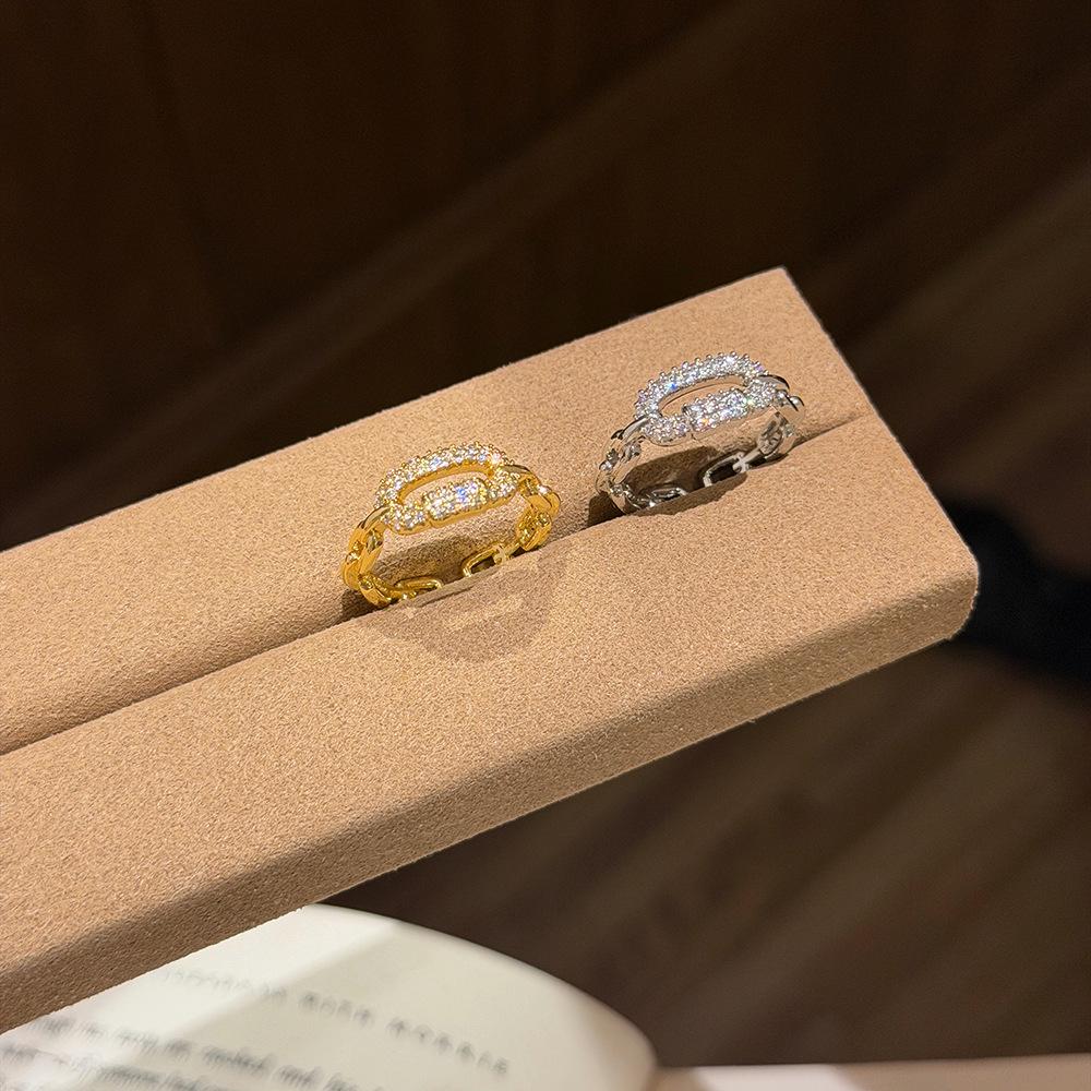 High-End Adjustable Full Diamond Micro-Pavé Ring for Women – Light Luxury Index Finger Ornament