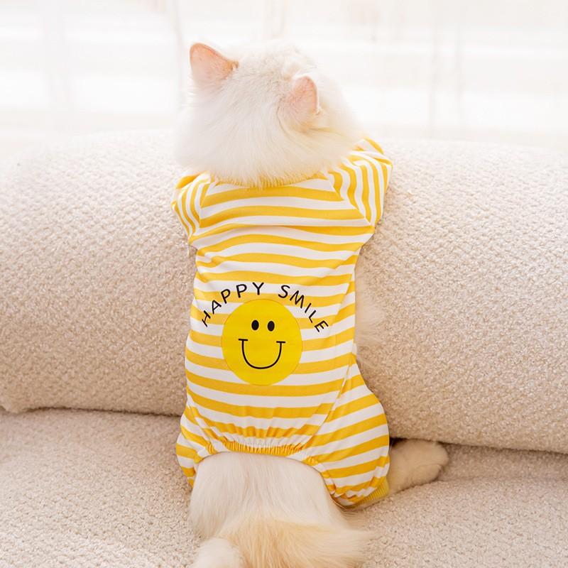 Cute bear striped four-legged loungewear puppy dog teddy than bear kitten autumn and winter warm pet clothes