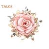 Women Brooch 3D Rose Leaf Faux Pearl Rhinestone Lapel Collar Pin Bag Scarf Hat Decoration Brooch Prom Party Jewelry
