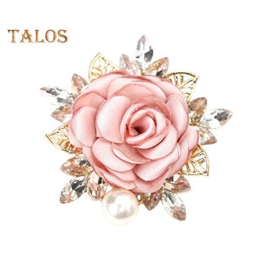 Women Brooch 3D Rose Leaf Faux Pearl Rhinestone Lapel Collar Pin Bag Scarf Hat Decoration Brooch Prom Party Jewelry