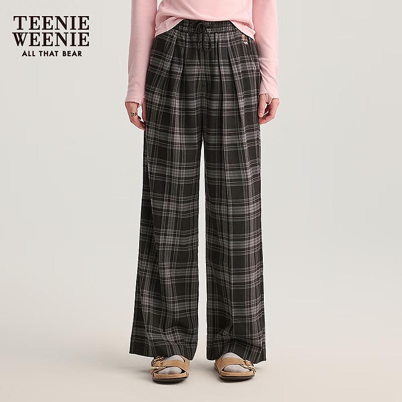 Teenie Weenie Women's Plaid Straight-Leg Casual Pants