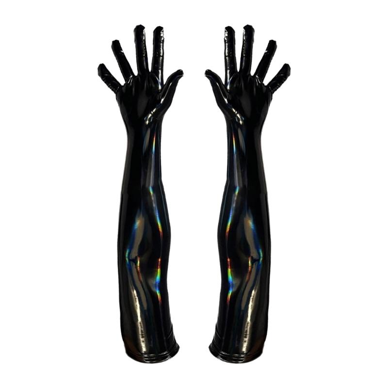 Stylowe Długie Rękawiczki ze Skóry PU dla Kobiet do Imprezowych Stylizacji Rękawiczki Czarownicy na Halloween na Wieczorne Gale i Maskarady