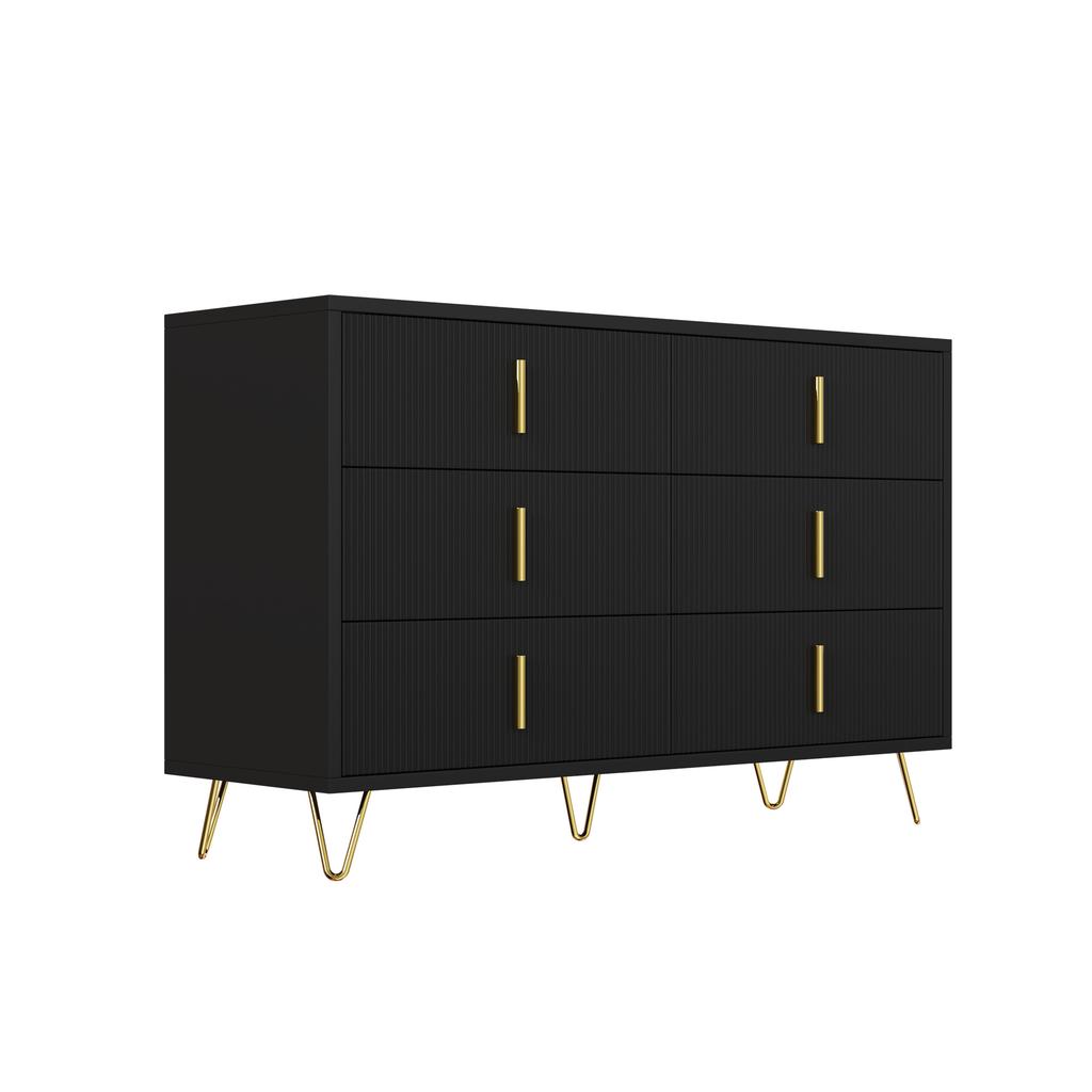 Elegant Sideboard with Modern Design, Chest of Drawers and Lots of Storage Space, Gold Handles