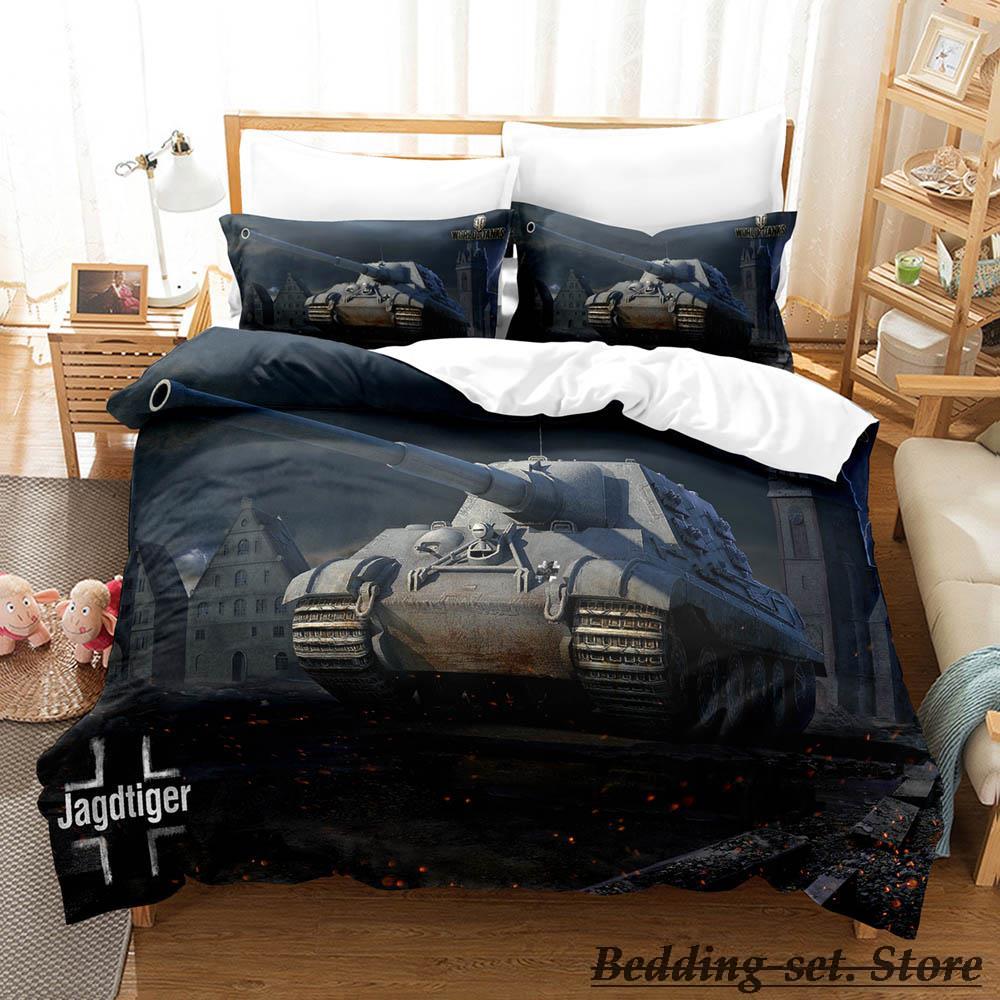 World Of Tanks Bedding Set Single Twin Full Queen King Size Bed Set Adult Kid Bedroom Duvetcover Sets Anime Parure De Lit Bed