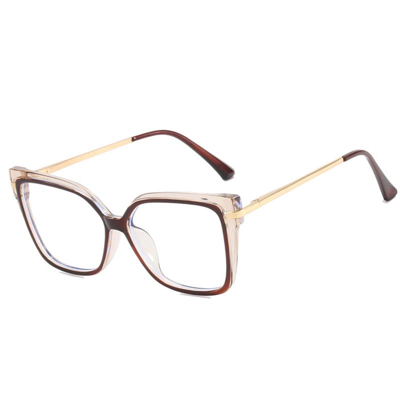  New Retro TR90 Square Women Glasses Frame Double Colors Fashion Leopard Clear Anti-blue Light Optical Eyeglasses