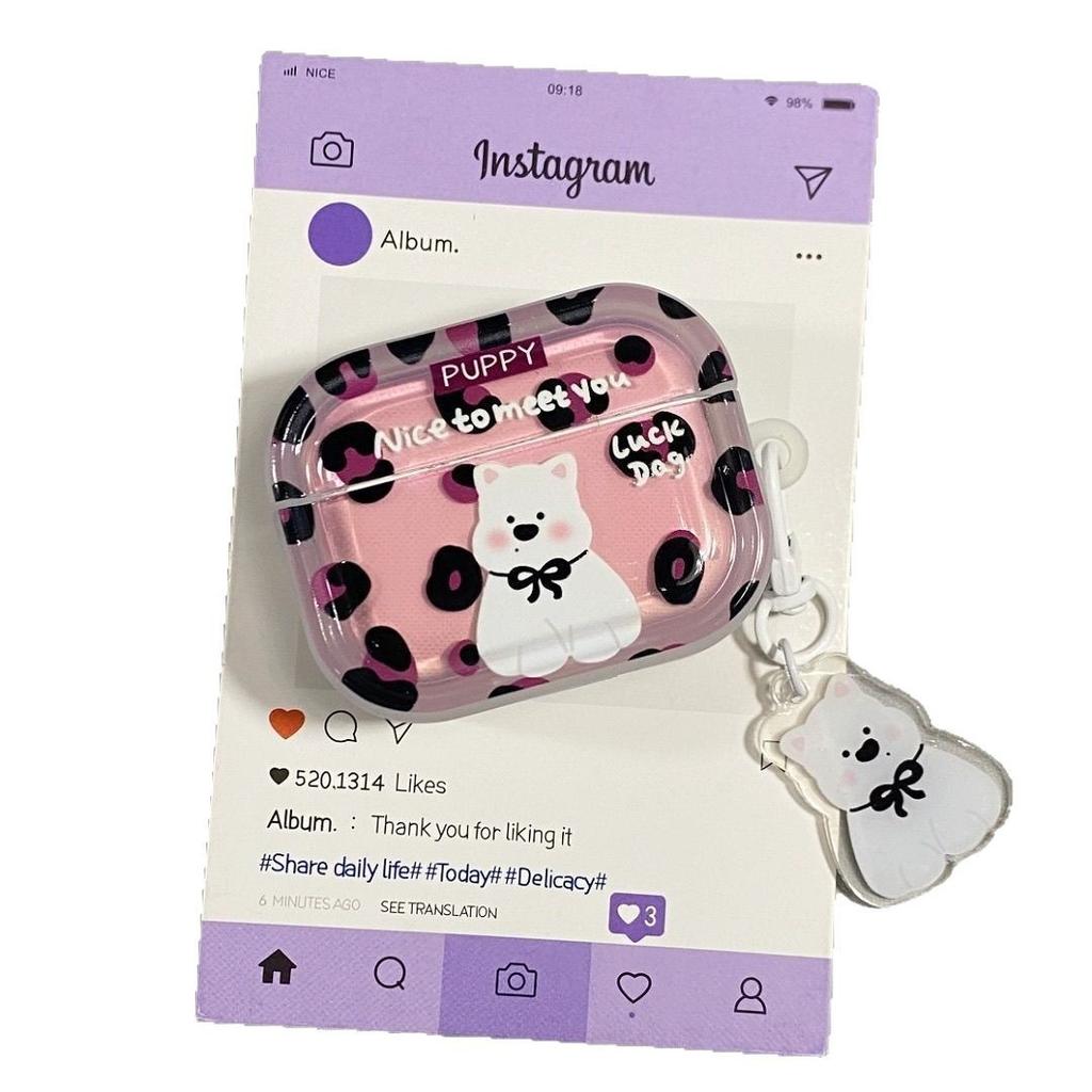 Applicable Apple AirPods 1 Earphone Case Pro1 Bluetooth Earphone Case 1 Leopard Print Puppy Pendant Anti-drop Female
