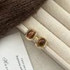 Vintage Retro Tiger Eye Stone Stud Earrings For Women Unique Niche Design Jewelry