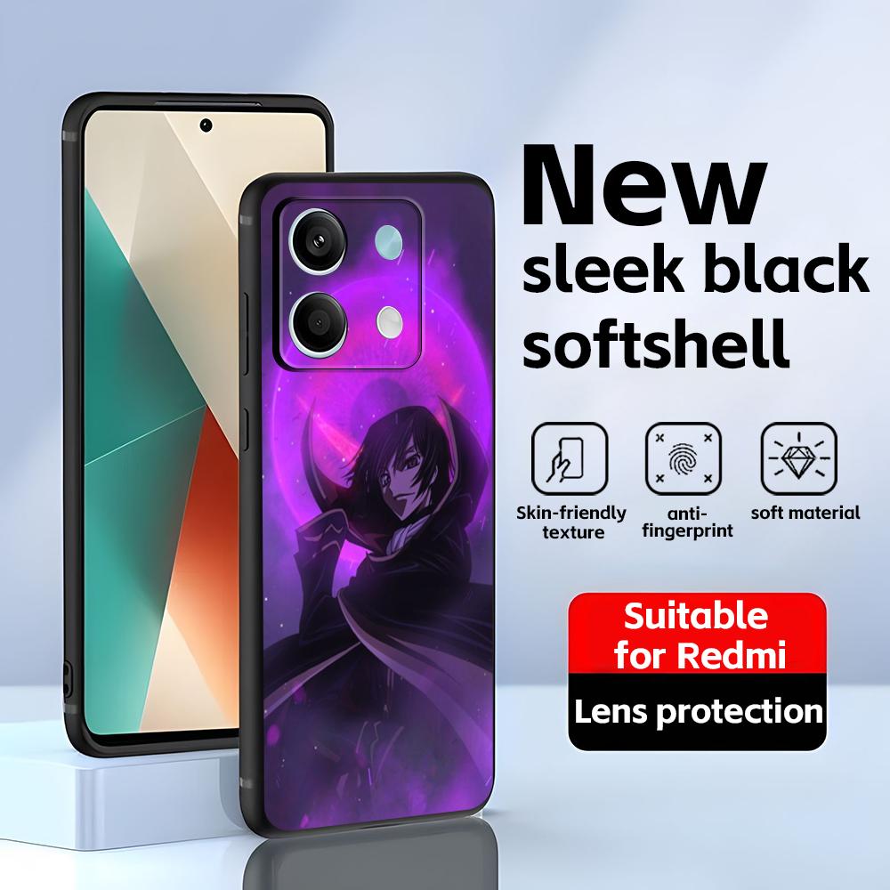 Cool Code Geass Anime  Phone Case For Redmi Note 14 13 12 11 Pro Plus S 5G 14C A3 Soft Black Phone Cover