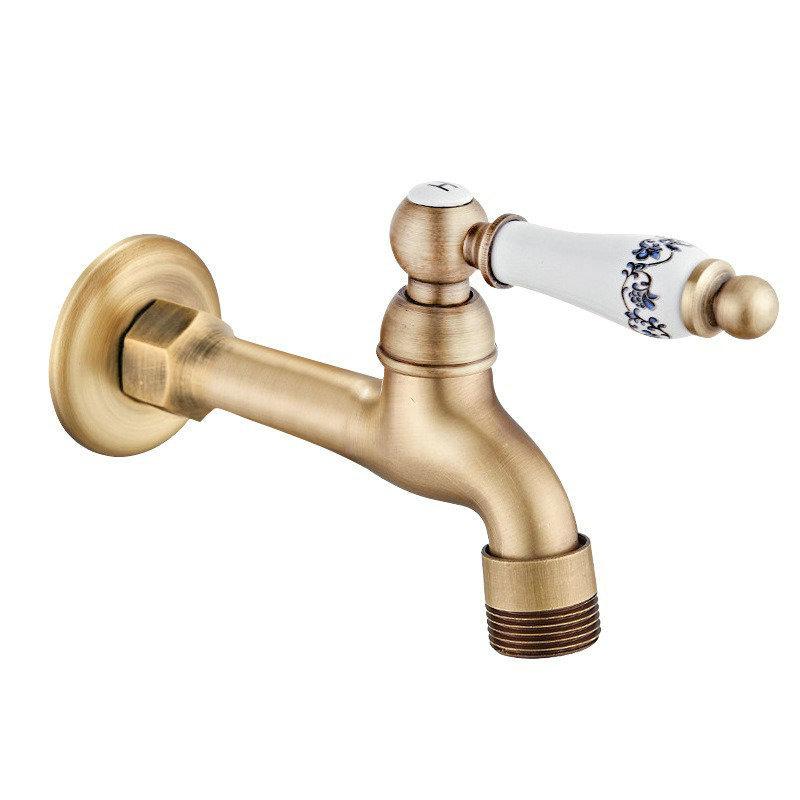 Grifo para Fregadero de Mopa de Estilo Europeo de Doble Uso con Rociador de Apertura Rápida - Agua Fría Única, Uno Entra Dos Salen