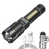 High Power LED Flashlights with Display Screen Portable Rechargeable Zoom Tactical Torch Lamp with Emergency Side Lights Lantern