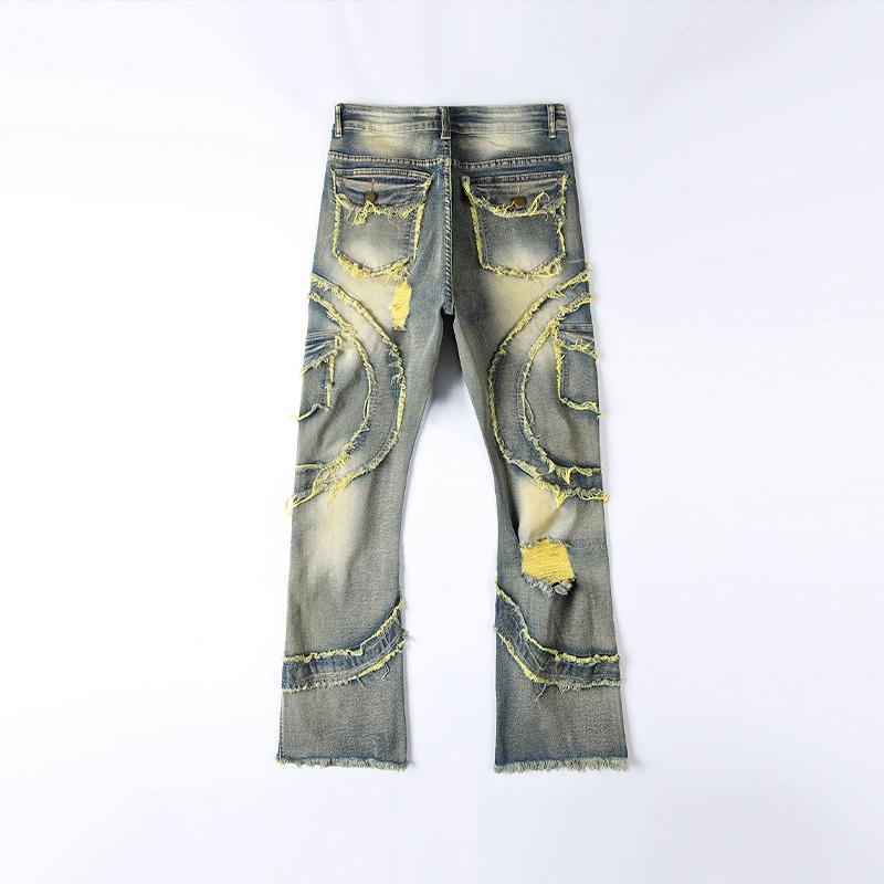 Men Ripped Stacked Jeans Distressed Slim Fit Skinny Straight Leg Jeans Fashion Hip Hop Denim Pants Casual Streetwear 2025 Spring Autumn