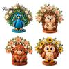 Whimsical Room Accessories Cartoon Animal Flower Vase, Desktop Storage Ornament with Highland Cow/Owl//Peacock/Hedgehog Design, Functional Tabletop