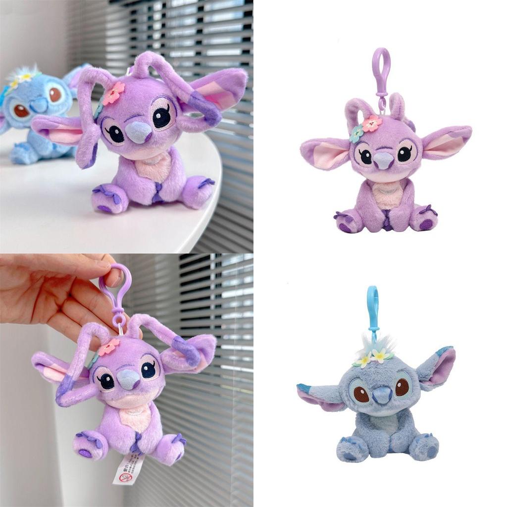 Kuscheliger Disney Lilo Stitch 3,9 Zoll Angel Plüsch-Schlüsselanhänger Weiche Stoffpuppe Kinder Weihnachtsgeschenk
