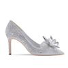 Silver Crystal Covered Pointed Toe High Heels Luxury Rhinestone Cinderella High Heels Wedding Shoes Bridal Stilettos Women Shoes
