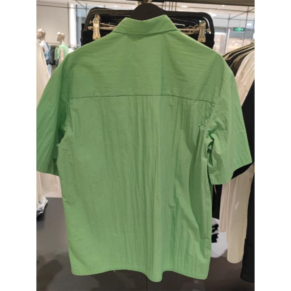 Summer Fashion Casual Versatile Short Sleeved Loose Printed Shirt Men's Contrasting Color Splicing Top