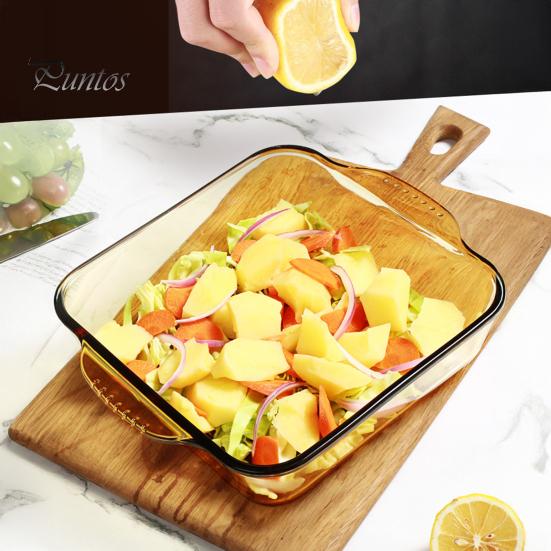 Heat Insulated Pan 2L Glass Baking Dish, Square Dishes for Oven, Dish Oven Tempered Casserole Brownies Meatloaf Desserts Microwave Safe Bakeware
