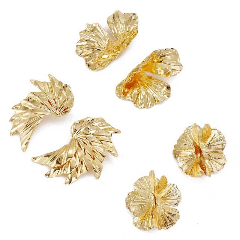 European and American Jewelry Fashion Personality Three-dimensional Big Flower Stud Earrings Multi-layer Leaf Folds Flower Earrings Earrings