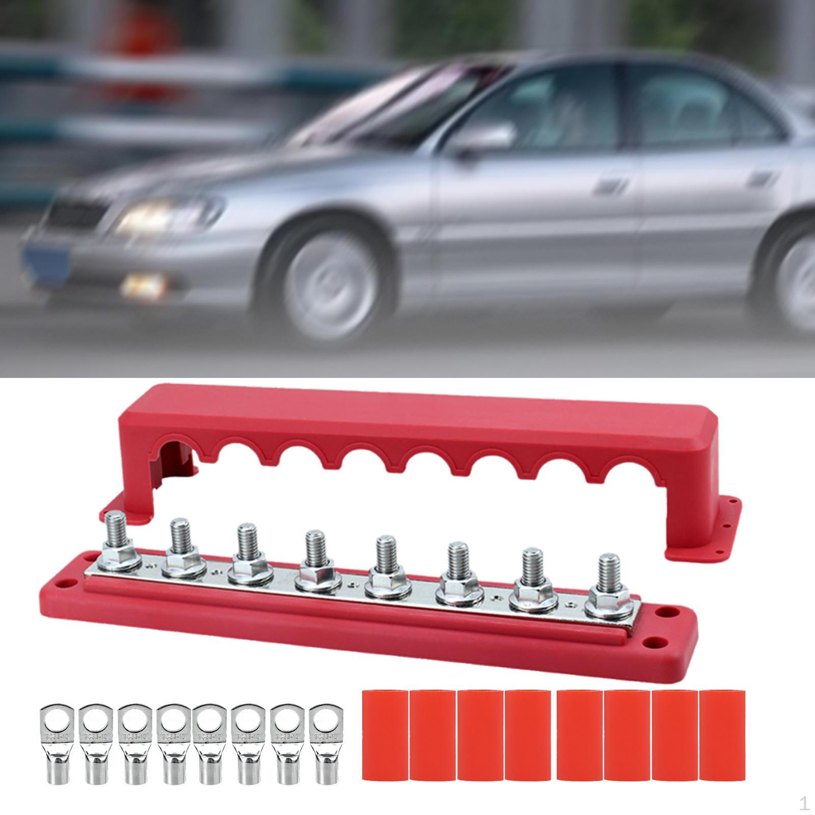 

12-48V Battery Busbar Terminal Block Easy Installation 5.2x29cm for Car Boat червоний