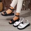 2026 Summer New Plus Size Women's Thick Sole Casual One Strap Roman High Heel Sandals Outdoor Wear