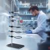Lab Stand Support, Laboratory Retort Support Stand Set, Steel Lab Stand 23.6" Rod and 8.3" x 5.3" Cast Iron Base, Includes Flask Clamps, a Burette